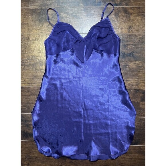 Vintage Solid Purple Victoria Secret Mini Slip Night Dress Sz Small Y2K - Picture 1 of 6